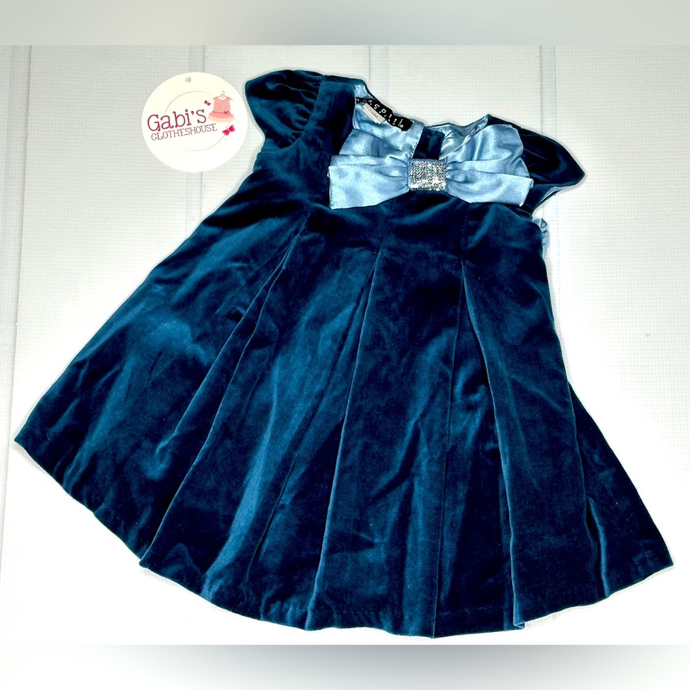 EUC Biscotti Blue Velvet And Satin Formal Dress (12M)